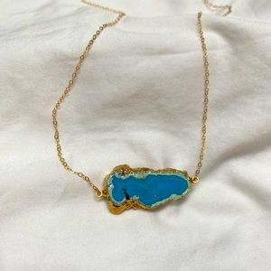 Turquoise Necklace Slice Pendant 14kt gold filled